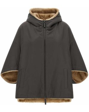 Lou Andrea Reversible Cape With Hood - Grey