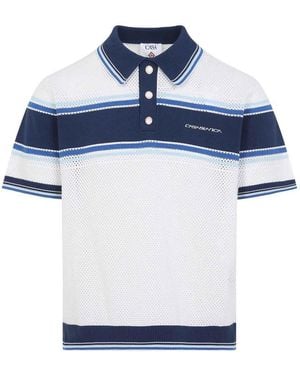 CASABLANCA Mesh Stripe Polo - Blue