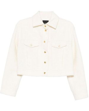 Pinko Cropped Jacket With Classic Collar And-Tone Buttons - White