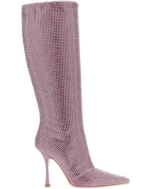 Leonie Hanne High Boots With Rhinestones - Purple