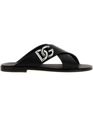 【関税＆送料込み】Dolce & Gabbana Black Leather Slippers Dolce & Gabbana Visconti Leather Slippers | Sendegaro US