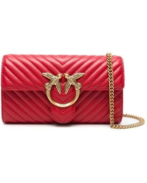 Pinko Mini Love Leather Crossbody Bag - Red