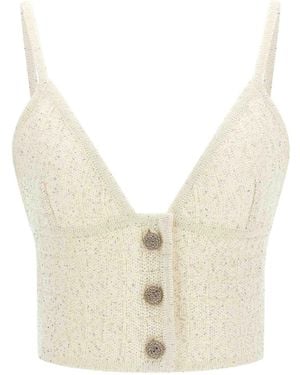 Alessandra Rich Sequin Top - Natural