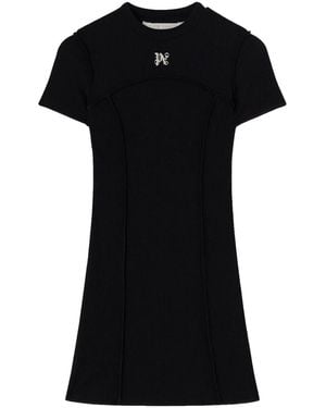 Palm Angels Embroidered Logo Dress - Black