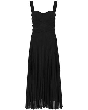 Patrizia Pepe Long Pleated Crepe Dress - Black