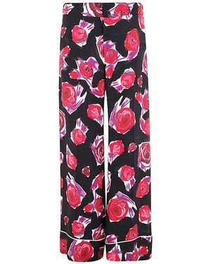 Marni Floral-Print Wide-Leg Trousers - Red