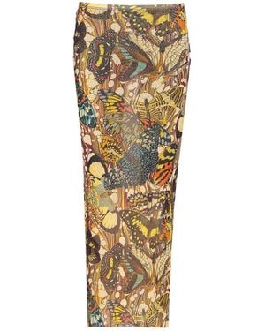 Jean Paul Gaultier Printed Elasticized Skirt - Metallic