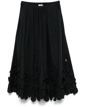 forte_forte Embroidered Cotton Skirt - Black