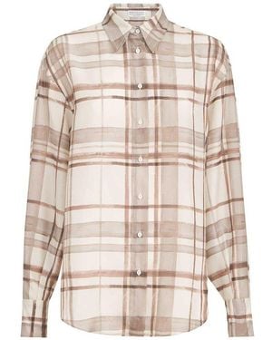 Brunello Cucinelli Macrocheck Print Shirt - Natural