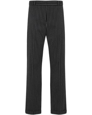 Tom Ford Striped Wool Chino Trousers - Black