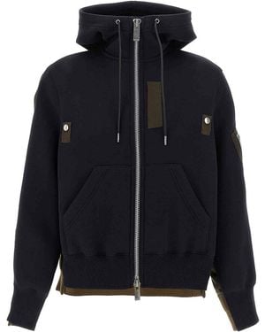 Sacai Sponge And Nylon Hoodie - Blue