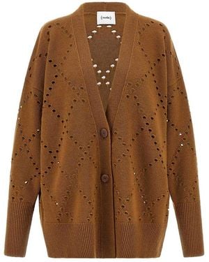 Nude Argyle Cut-Out Cardigan - Brown