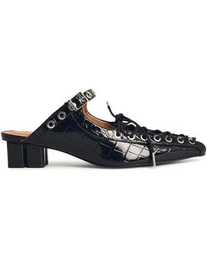 Ganni Mules With Laces - Black