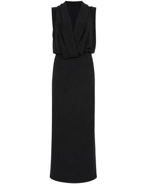 Patrizia Pepe Long Draped Crepe Dress - Black