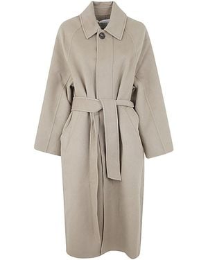 Ami Paris Long Belted Coat - White