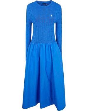 Polo Ralph Lauren Long Sleeves Shirt Long Dress - Blue