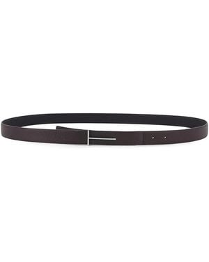 Tom Ford Hammered Leather Belt - White