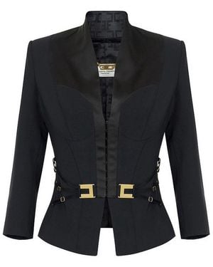 Elisabetta Franchi Double-Layer Stretch Crepe And Satin Jacket - Black