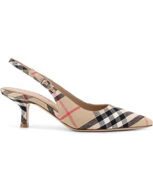 Burberry Ladies Decollet With Check Pattern - White