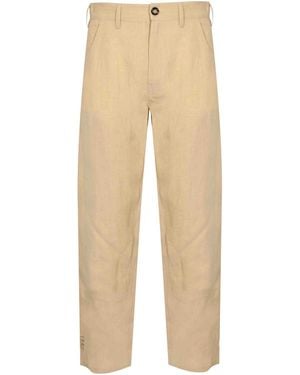 Amaranto Linen Effect Carpenter Trousers - Natural