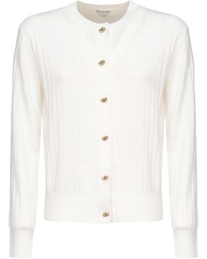 Bottega Veneta Ribbed Wool Cardigan - White