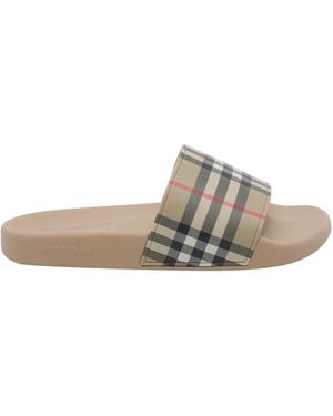 Burberry Check Sandals - White