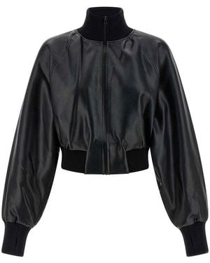 Norma Kamali High Neck Bomber Jacket - Black