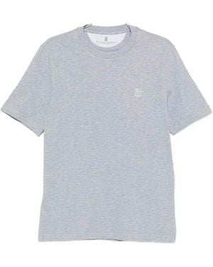 Brunello Cucinelli Crew-Neck T-Shirt With Logo - Grey