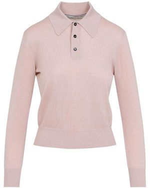 Bottega Veneta Long Sleeve Polo Top - Pink