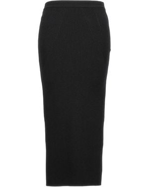 McQueen Ribbed Midi Skirt - Black