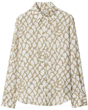 Burberry Knot Silk Shirt - Natural
