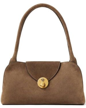 Versace Vivian Small Suede East/West Shoulder Bag - Brown