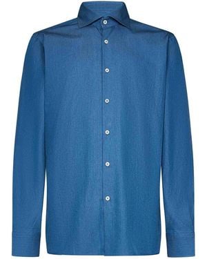 Franzese Collection Denim Fabric James Bond 007 Model Shirt - Blue