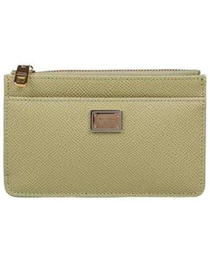 Dolce & Gabbana Sage Dauphine Leather Card Holder - Green