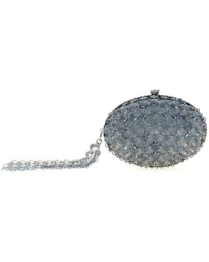 Self-Portrait Crystal Chain' Clutch - Grey