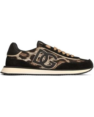 Dolce & Gabbana Brocade Leo Print Trainers - Black