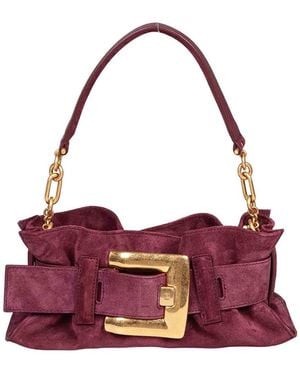 Balmain Bordeaux Suede Handbag - Purple