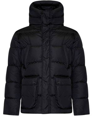 Herno Quilted Nylon Hooded Down Jacket - Blue