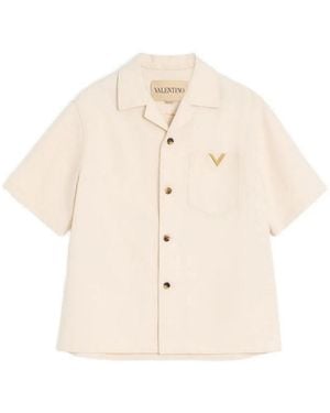 Valentino Vgold Denim Short Sleeve Shirt - Natural