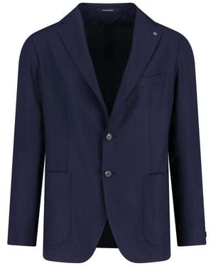 Tagliatore Single-Breasted Virgin Wool Blazer - Blue