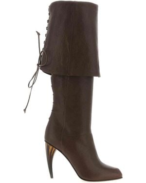 McQueen Horn Heel Boots - Brown