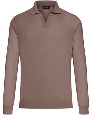 Nome Cotton Knitted Tennis Polo - Brown