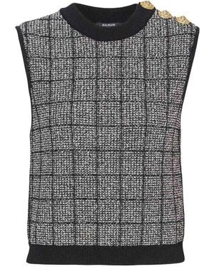 Balmain Tweed Tank Top - Black