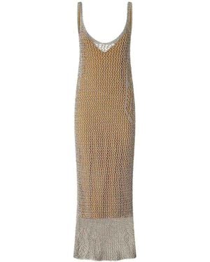 Pinko Mesh Midi Dress - Natural