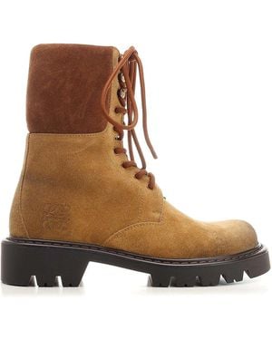 Loewe Suede Combat Boots - Brown