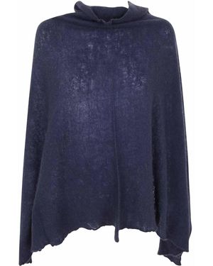 Mirror In The Sky Open Knitted Poncho - Blue