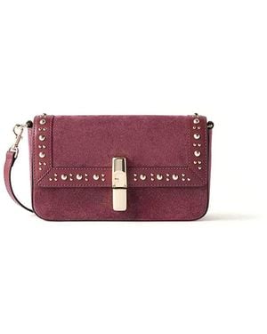 Furla Iride Mini Suede Shoulder Bag With Studs - Purple