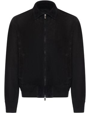 Salvatore Santoro Suede Bomber Jacket - Black