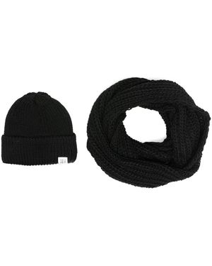 Peuterey Wool Beanie And Scarf Set - Black