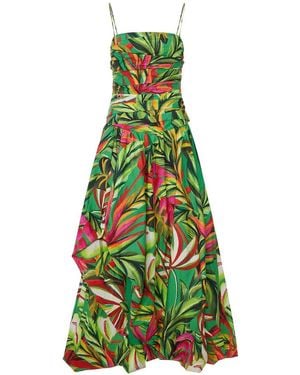 FARM Rio Long Tropical Dress With Thin Straps - Green